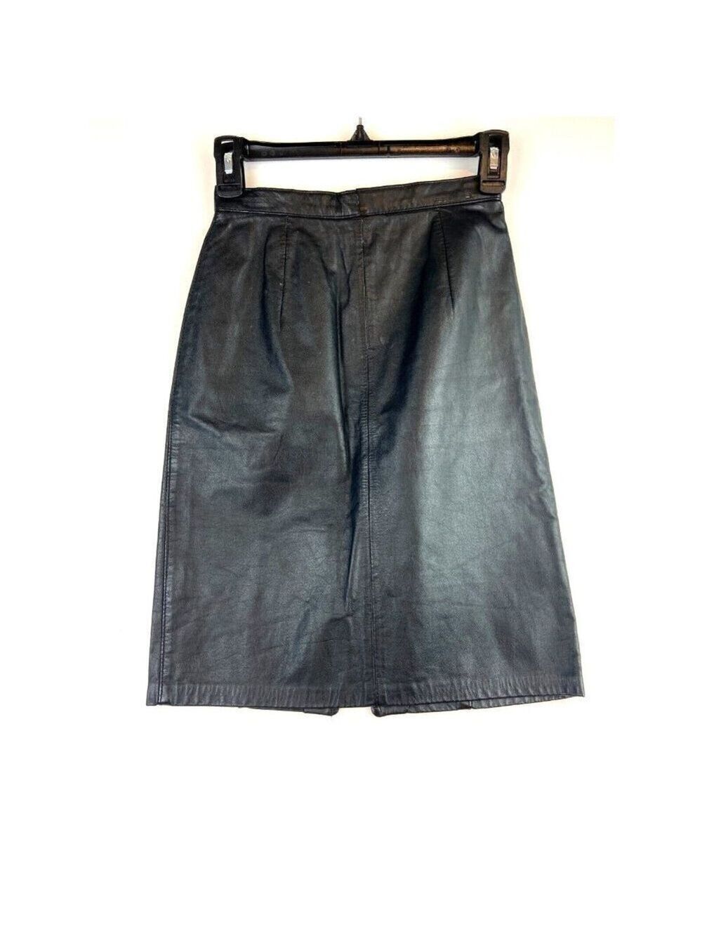 Cosa Nova Women Black Vintage Genuine Leather Skirt Size 5